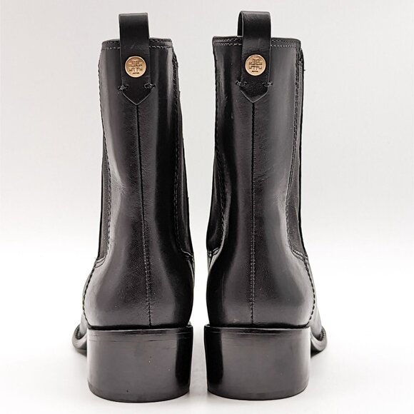 Tory Burch Women Classic Chelsea Elastic Panel Black Nappa Leather Boots sz 6 - Picture 3 of 9